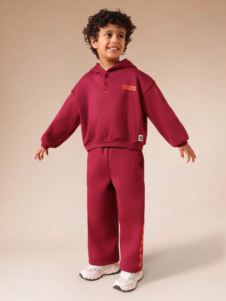 Hoodie And Wide Leg Sweatpants Set