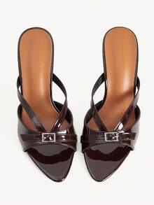 CUCCOO CHICEST Sandales à talons hauts mode à boucle et bout pointu pour femmes - Marron - Voir 9
