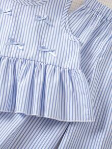 2pcs/Set Girls Elegant Bowknot Sleeveless Top And Wide Leg Pants Set - Baby Blue - View 6