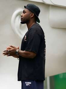 Heavens Edit 男士时尚印花宽松短袖T恤 | 精致设计 | 夏季必备 | 轻松搭配，彰显你的风格 - 黑色 - 查看 6