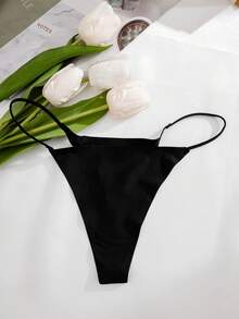 Snug Zone Black High Stretch Fabric Casual Plain Thong For Women - Black - View 3