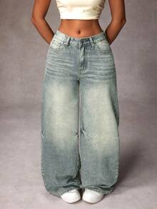 SHEIN Unity Plus Size Light-Colored Casual Everyday Jeans - Light Wash - View 3