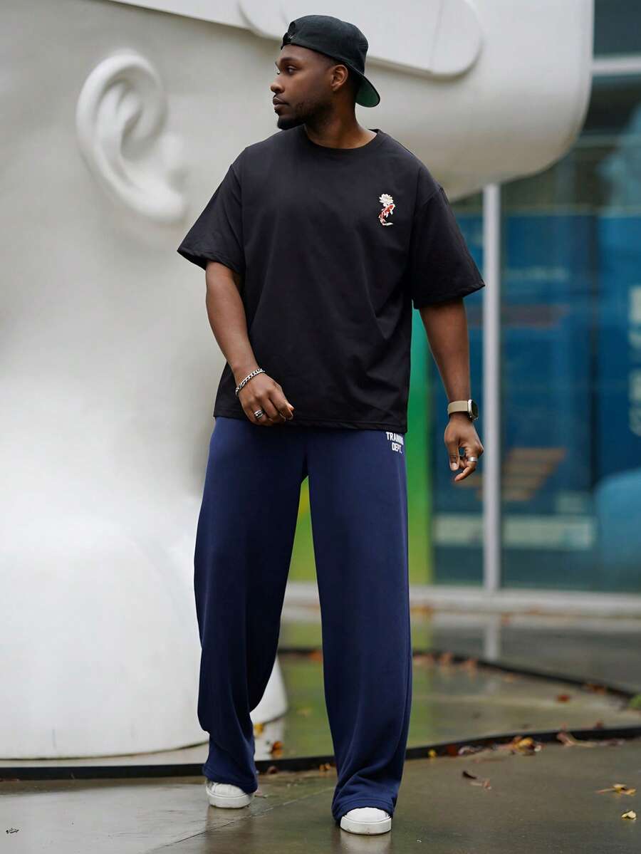 Heavens Edit 男士时尚印花宽松短袖T恤 | 精致设计 | 夏季必备 | 轻松搭配，彰显你的风格 - 黑色 - 查看 1