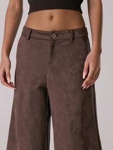 MUSERA Oversized Suede Longline Shorts Casual Cute Winter Cosy Lounge Coco Cloud Summer - Coffee Brown - View 5