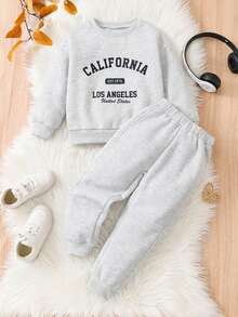 SHEIN Young Girl 2pcs Leopard Panel Contrast Sequin Colorblock Loose Fit Drop Shoulder Sweatshirt & Sweatpants Outfits ,For Christmas,Great For Casual & Daily Wear & School Daily In Autumn & Winter.Mom And Daughter Matching.