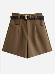 Franclia 女士时尚优雅纯色高腰A字短裤