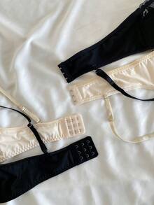 Teen Girls Bras And Bralettes-Pack Of 4 Wireless Lace Bralette Soft Cup Adjustable Straps Removable Padding Light Support Everyday Comfort Seamless Invisible Underwear Set Black Nude Elegant Floral Design Youthful Gift Holiday 2026 Versatile Layering Roundneck Longsleeve Skirt Lingerie Cute Bra Set - Multicolor - View 7