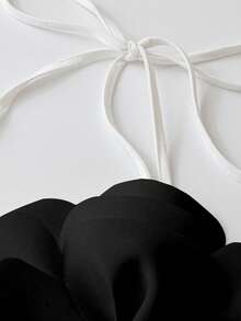 Chiquease 女士优雅情人节系带露背白色花卉装饰罗纹亲肤无袖紧身衣 - 彩色 - 查看 4