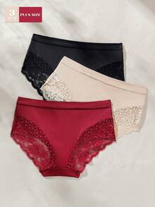 SHEIN 3件套加大码情人节内衣套装 - 彩色 - 查看 5