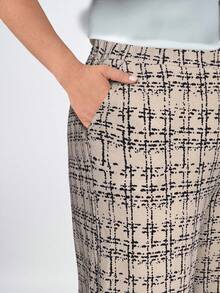 SHEIN Clasi Plus Size Women's Elegant Straight Leg Loose Fit Soft Comfortable Casual Pants, Suitable For Work And Daily Wear, Summer - Apricot - View 6