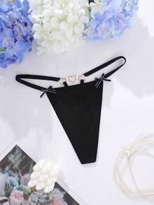Heart Linked Bow Decor Sexy G-String, Rave