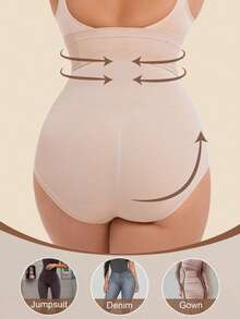Women's Plus Size Seamless Tummy Control Triangle Panties Shapewear Bottoms, 1pc - Apricot - View 2