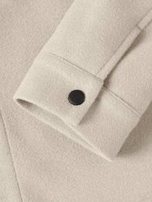 Manfinity Homme Casual Loose Solid Color Long Sleeve Wool Blend Men Overcoats Men Shacket Men's Summer Jacket - Apricot - View 4