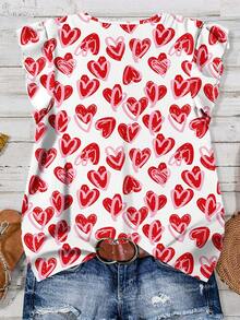 EMERY ROSE 大码爱心印花休闲简约衬衫，适合新年穿着 - 彩色 - 查看 2