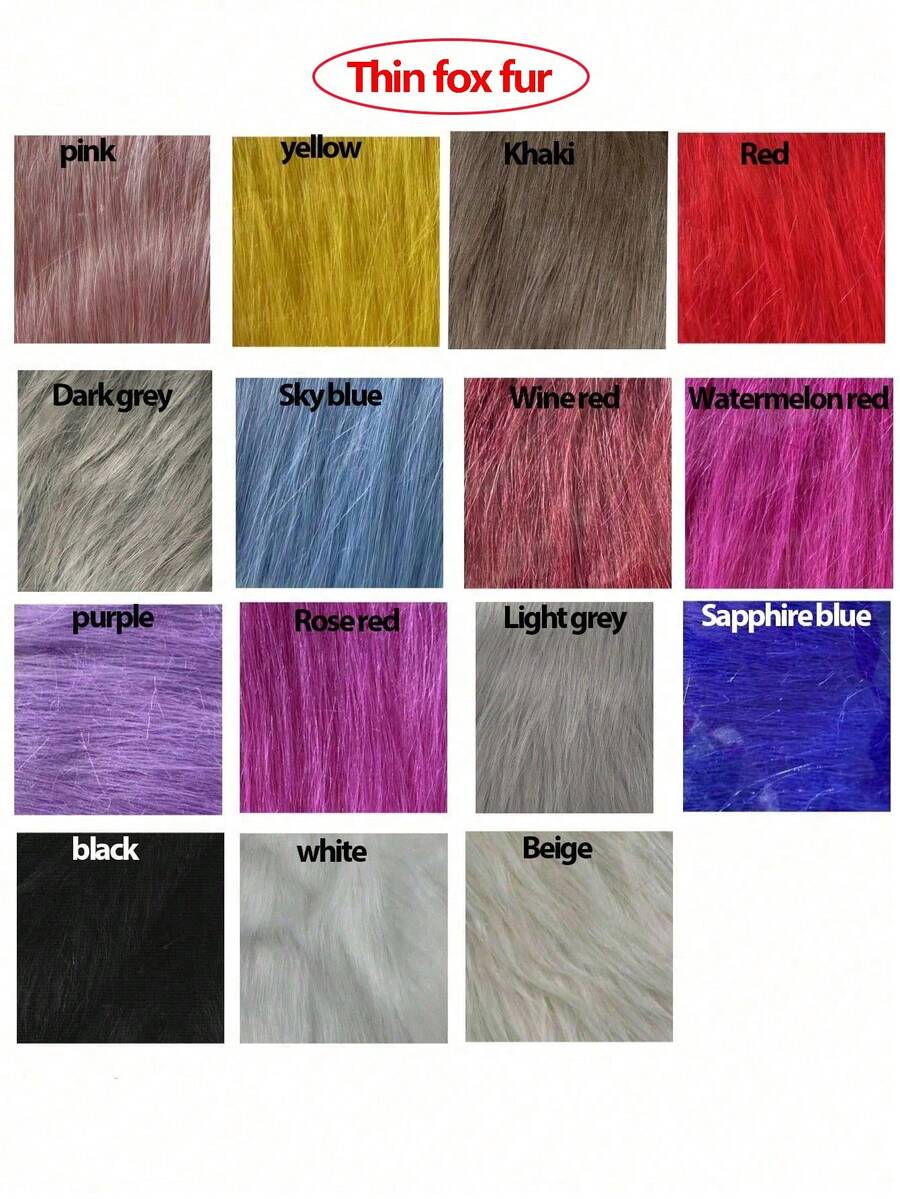 1 tấm vải lông thú giả nhiều màu, phong cách tối giản, chiều cao lông 3-8cm, đồ thủ công tự làm, trang trí cảnh, vải lông cáo giả cho Halloween, mặt nạ Giáng sinh, đuôi, thảm, trang trí phòng - Nhiều màu - Xem 1