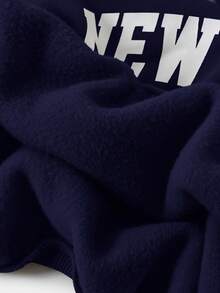 SHEIN Set de 2 piezas de sudadera y pantalón de chándal con estampado de letras de manga larga y cuello redondo para adolescentes - Azul Marino - Ver 17