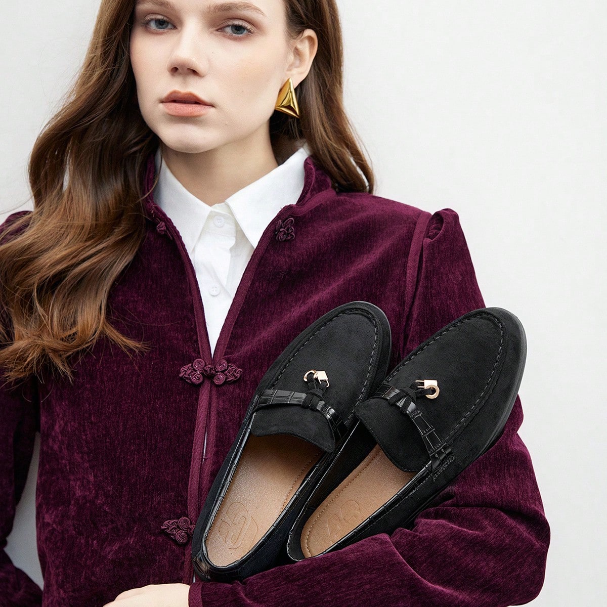 Mocasines casuales cómodos de ante negro para mujer, adecuados para ir al trabajo, actividades al aire libre, compras y uso diario