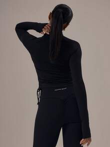 Musera Sport Sport Ruched Body Contouring BBL Active Jacket Elegant Casual Active Workout Gym Back To School - Black - View 4