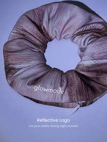 GLOWMODE FeatherFit™ Stash Loop Soft Stretchy Sweat-Wicking Zipper Pocket Oversized Reflective Logo Hair Scrunchie Gym Workout Yoga - Coral Pink - View 4