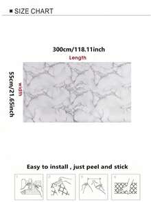 1 Roll Marble Contact Paper Peel And Stick Countertops For Kitchen Waterproof Contact Paper For Desk Rose Pink Marble Countertop Covering Adhesive Vinyl Wrap Renter Friendly Wallpaper - Black and White - View 12