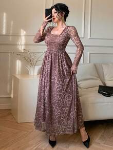 DAZY Rochie lungă pentru femei, la modă, cu imprimeu leopard, pentru navetiști