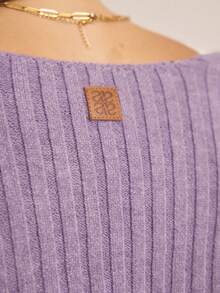 Aralina Leisurewear Fall / Winter Ribbed Knitted Active Gym Workout Shrug With Turn Back Cuff - Purple - View 4