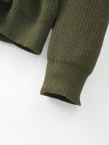 GlowEve CURVE Cárdigan de punto de invierno para mujer de talla grande, suéter sólido con botones, de estilo simple y elegante - Verde militar - Ver 7