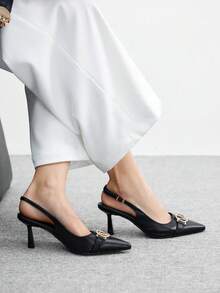 CUCCOO CHICEST Women's Pointed Toe Buckle Design Everyday Versatile Fashion High Heels - Black - View 1