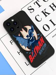 BATMAN X SHEIN 1个卡通人物图案极简磨砂手机壳 | 天使眼设计 & 防滑握感 | 超薄耐用经典混搭风格 | 兼容 iPhone 17/17 Pro/17 Air/17 Pro Max、16/16 Plus/16 Pro/16 Pro Max、15-11/X/XS Max 和 Galaxy S25/S25 Ultra/S24-S22 系列 - 黑色 - 查看 3