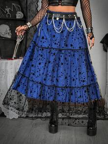 Flirla Vestido de vacaciones de estilo bohemio elegante y casual para mujer de talla grande, con falda de tela de malla con estampado floral y volantes, adecuado para primavera, verano y otoño - Multicolor - Ver 4