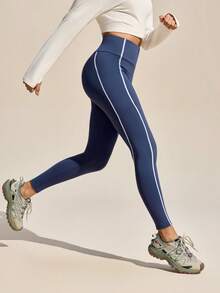 Exploreva Women's Outdoor Tight Sports Pants, Full-Length With Side Pockets, Suitable For Gym, Hiking And Running - Blue - View 1