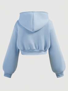 SHEIN Girlism TEENGIRL Blue Hooded Two Pieces Set, Zip-Up Jacket And Relaxed Fit Pants, Collegiate Style Outfit, Back To School, Street Wear Blue Outfit Blue Outfit Set Teen Baby Blue Outfit Girls Blue And White Set Teen With Sweater Pastel Blue Teen Outfits - Blue - View 10