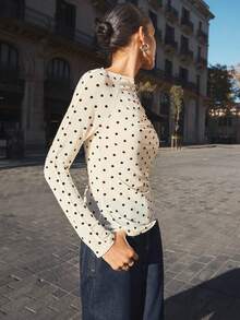 Maija Áo thun dài tay ôm dáng chấm bi xuyên thấu 2026, màu mơ, thích hợp cho mùa thu sớm, các bữa tiệc, áo dài tay nữ, Halloween, công sở, thường ngày, mùa thu, ngày lễ Thánh Patrick, lễ Phục sinh, mùa hè, áo dự tiệc, áo đi biển, kỳ nghỉ hè, đi chơi, tốt nghiệp. - Màu be - Xem 8