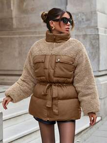 立领泰迪熊纹理配套女士羽绒服