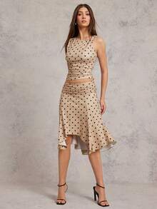 L'Amorae 女士波点手帕边低腰针织裙 - 彩色 - 查看 3