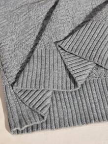 Exploreva Women's Solid Color Long Sleeve Half Turtleneck Zipper Sweater - Grey - View 7