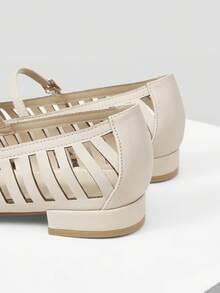 Mnmlis Giày bệt rỗng thời trang đa năng, giản dị, tối giản dành cho nữ - Màu be - Xem 6