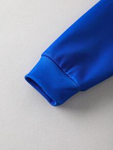 Mr Men Little Miss X SHEIN 男童字母卡通图案圆领长袖卫衣 - 藍色 - 查看 5