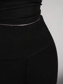 SHEIN ICON Quần short thời trang cạp chun đính đá chéo cỡ lớn cho nữ - màu đen - Xem 11