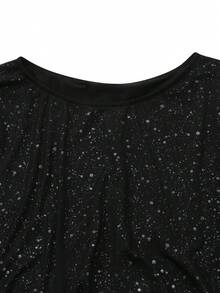 SHEIN Franclia Women's Round Neck Shiny Mesh Shawl Design Elegant Luxurious Maxi Party Dress - Multicolor - View 7