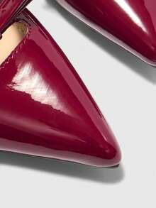 CUCCOO BIZCHIC Women's Pointed Toe Bow Decor Everyday Versatile Fashion High Heels Valentine's Day - Burgundy - View 6