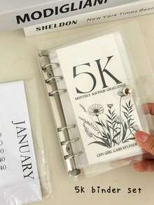 2.5K/5K/10K 12个月信封式储蓄挑战活页夹、大容量相册、资金管理计划本、预算活页本 - 無色 - 查看 11