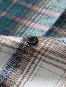 Manfinity Homme 男士格子长袖单排扣休闲口袋衬衫式外套 - 綠色 - 查看 4