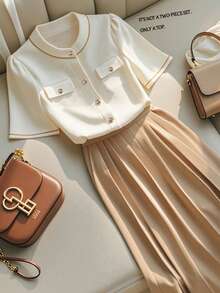 GlowEve Women's Elegant Work/Commute Button-Up Short Sleeve Shirt, Summer - White - View 5