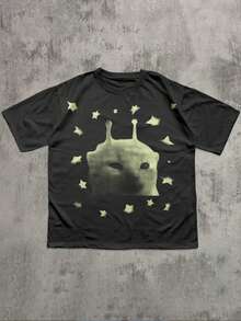 Glimmora 女士印花宽松休闲短袖圆领T恤，夏季 - 黑色 - 查看 3