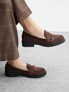 CUCCOO BIZCHIC 女士休闲百搭简约通勤平底鞋 - 巧克力棕 - 查看 1