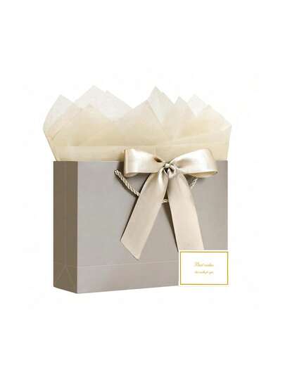 1/2/5 st, presentpåsar stora med band och 1 gratulationskort 2 silkespapper, bärbar presentpåse av papper med handtag, födelsedagspresentpåsar, presentpåsar för bröllopsfest mors dag