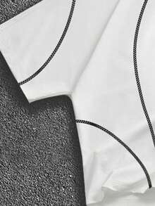 Manfinity ZONE917 街头风宽松七分裤品牌标志撞色条纹印花拼接腰带白色长款运动裤套装