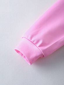 Mr Men Little Miss X SHEIN Tween Girls' Casual Cartoon & Letter Graphic Crew Neck Sweatshirt, Autumn - Pink - View 4