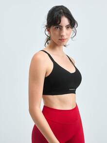 Loungeista 女士黑色聚拢文胸，时尚内衣文胸，轻薄性感内衣文胸，无钢圈文胸，无缝舒适文胸，透气简约纯色文胸，运动文胸 - 黑色 - 查看 5